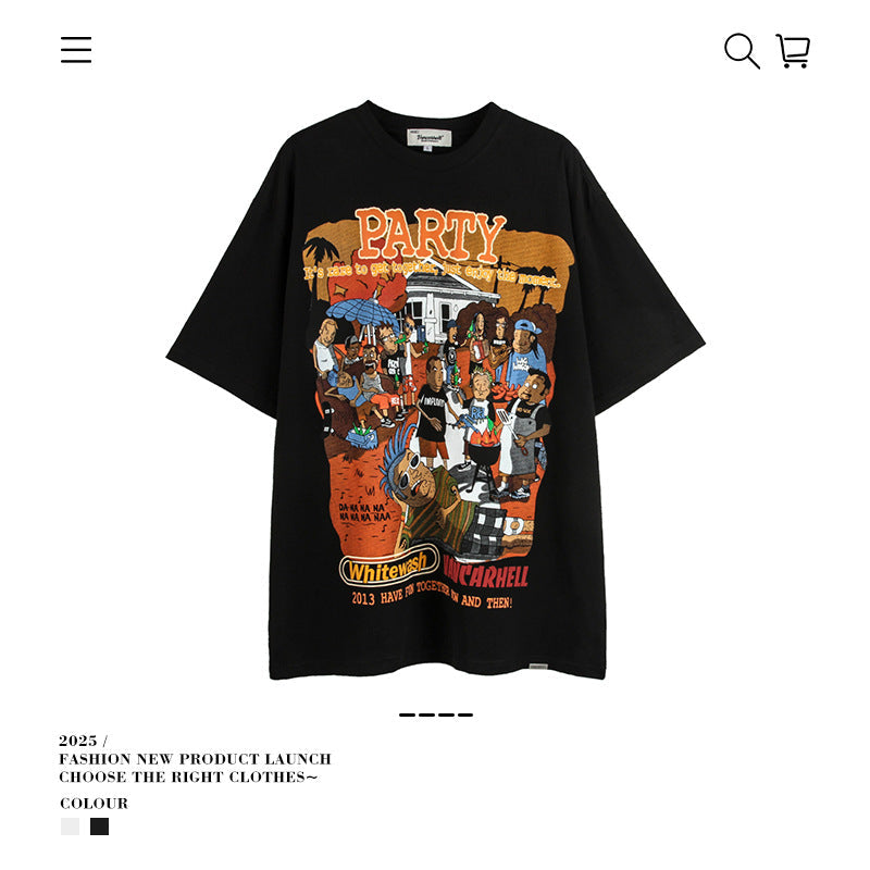 American vintage street T-shirt men's loose top