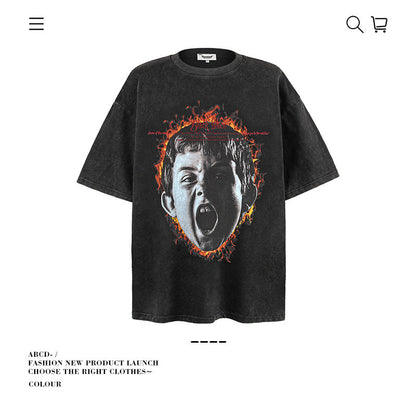 American vintage street T-shirt men's loose cotton