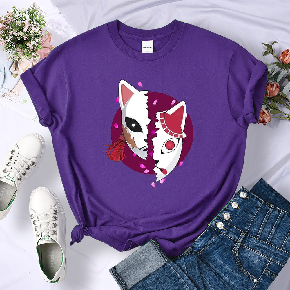 2024Demon Slayer Mask Anime Prints T-Shirt
