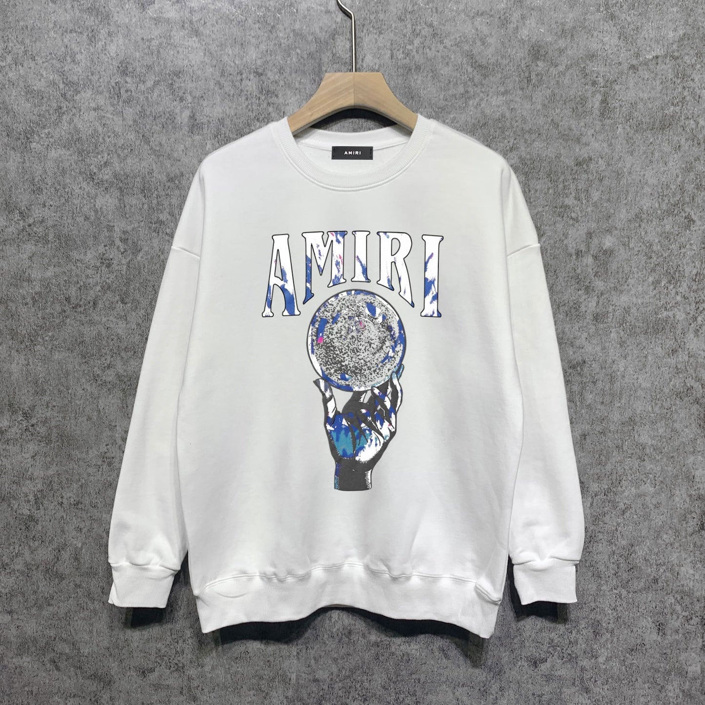 Amiri Long-Sleeve Shirt Personality Printed Crew Neck Sweatshirt