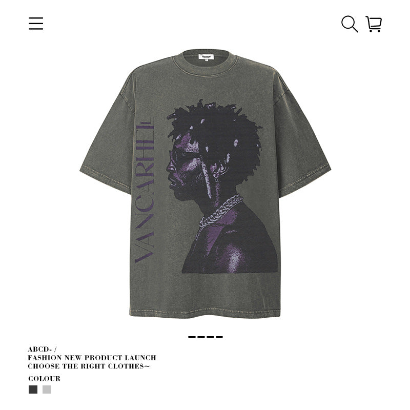 American vintage street T-shirt men's loose top