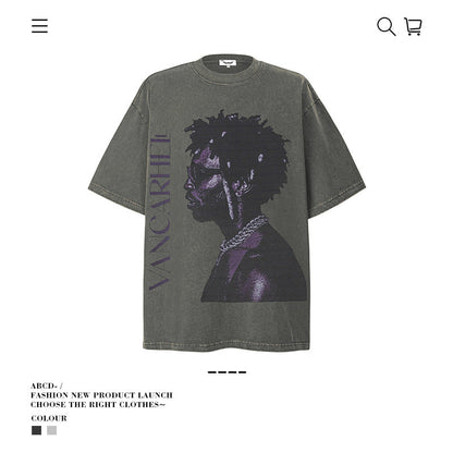 American vintage street T-shirt men's loose top