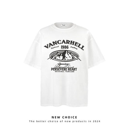 American vintage street T-shirt retro men's summer loose half sleeve