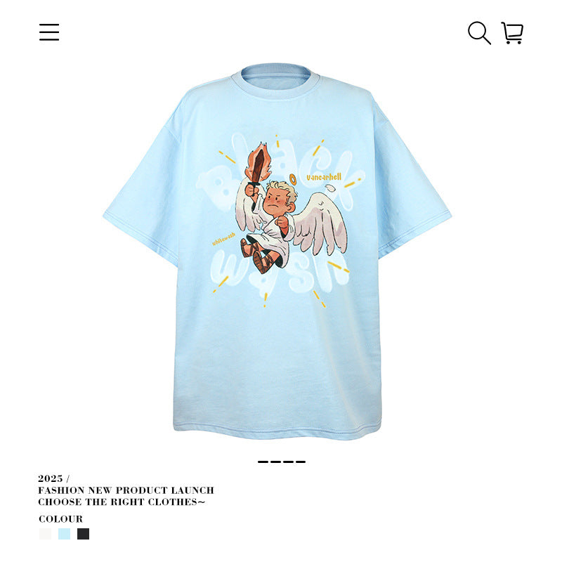 American vintage street T-shirt men's loose half-sleeved shirt