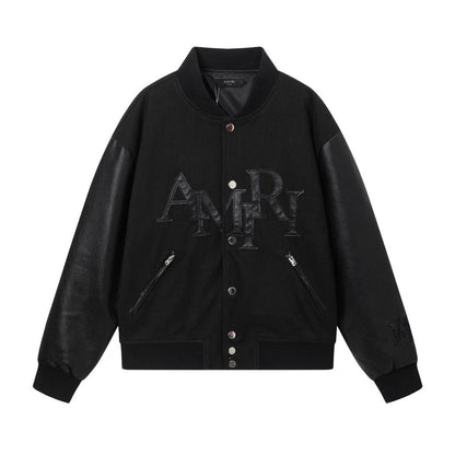 Amiri Jacket Autumn/Winter AMI Embroidered Alphabet Baseball Jacket for Men and Women