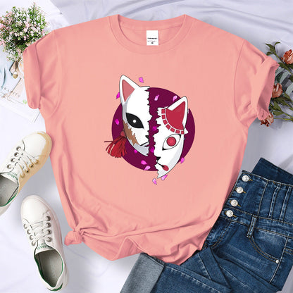 2024Demon Slayer Mask Anime Prints T-Shirt