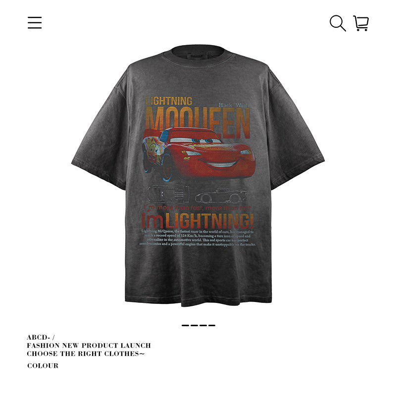 American vintage street T-shirt pure cotton men's and women's summer loose
