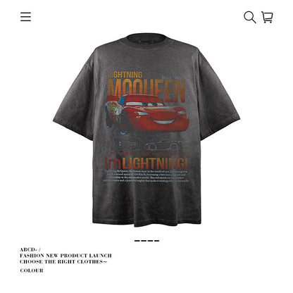 American vintage street T-shirt pure cotton men's and women's summer loose