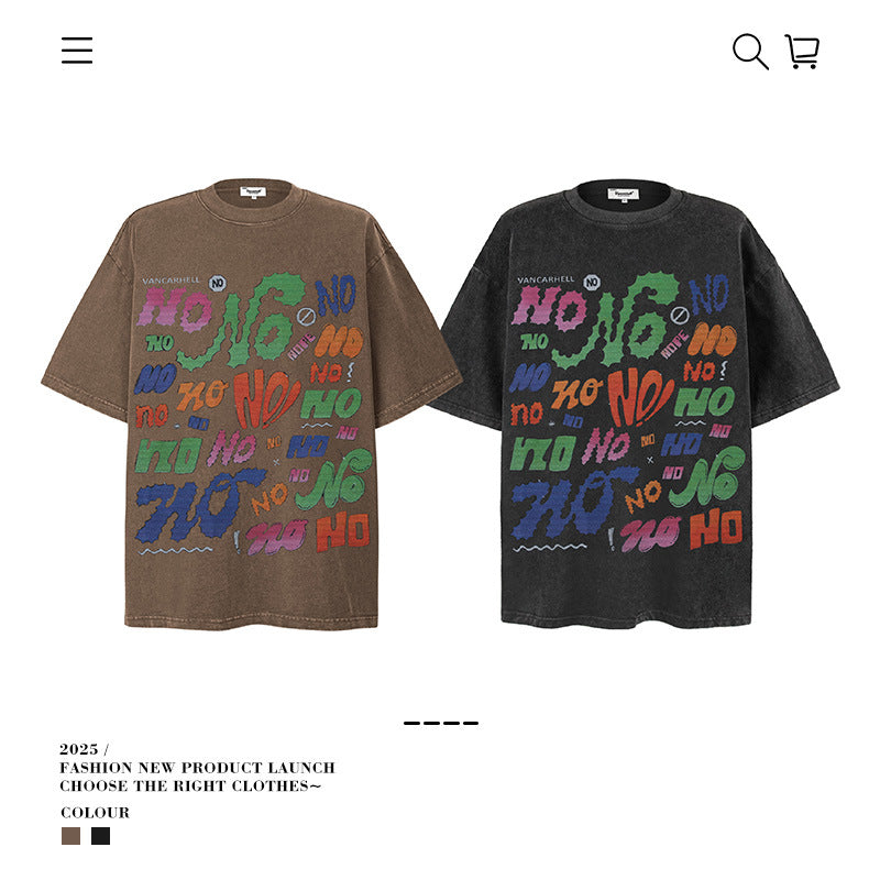American vintage street T-shirt vintage cotton summer boys