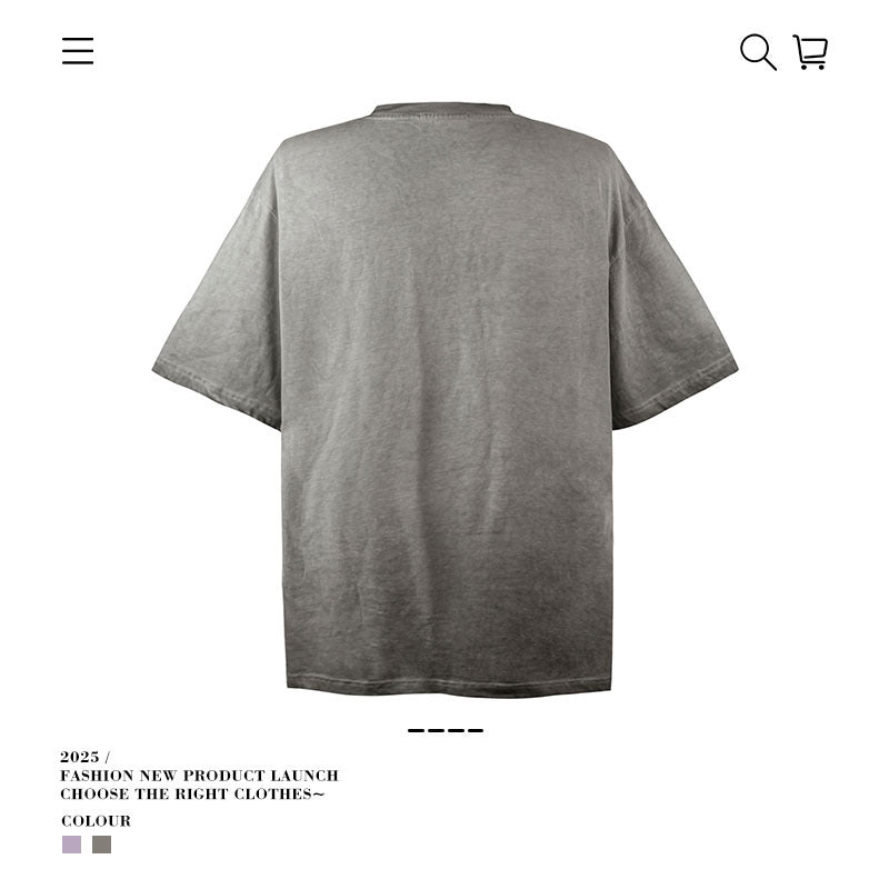 American vintage street T-shirt men's and women's loose washed half-sleeved top