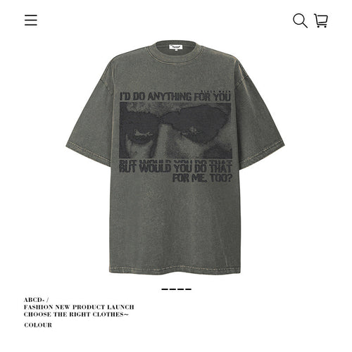 American vintage street T-shirt pure cotton retro men's and women's summer loose half sleeves
