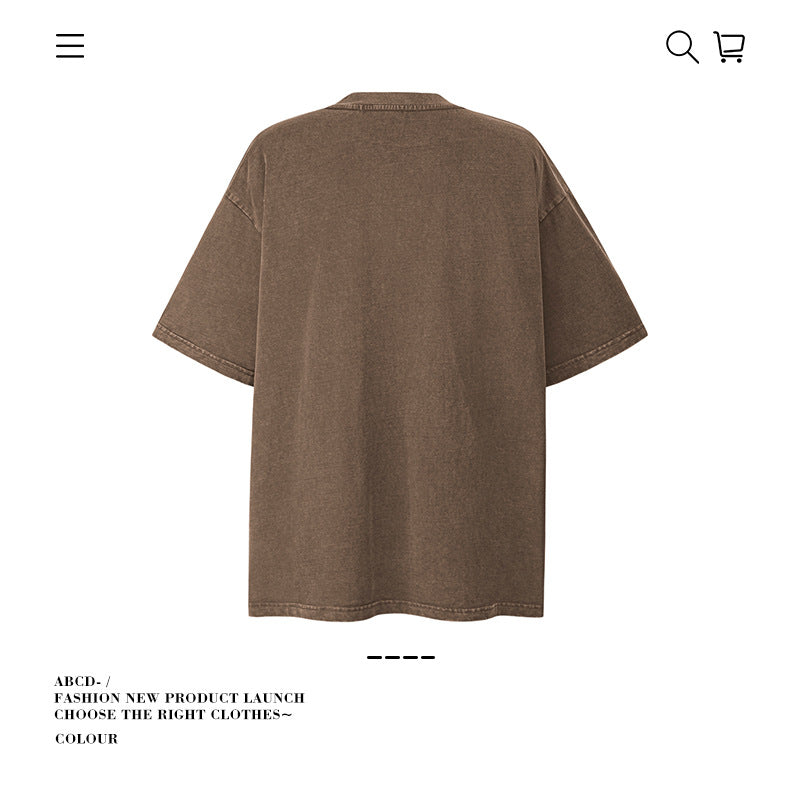 American vintage street T-shirt pure cotton men's and women's summer loose