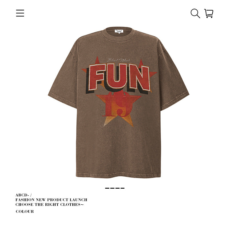 American vintage street T-shirt pure cotton men's and women's summer loose