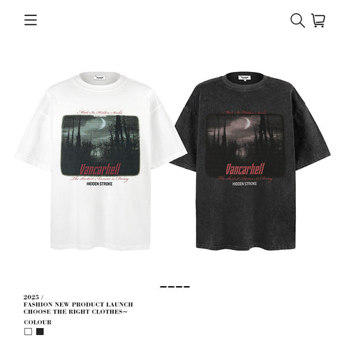 American vintage street T-shirt men's loose half-sleeve summer