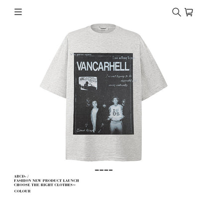 American vintage street T-shirt cotton men loose summer
