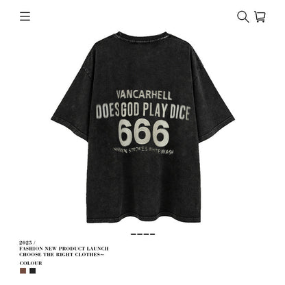 American vintage street T-shirt retro men's loose half-sleeved shirt