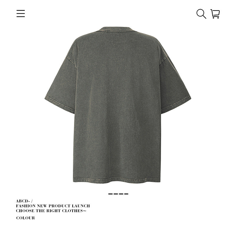 American vintage street T-shirt pure cotton men's and women's summer loose