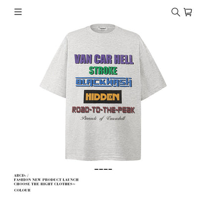 American vintage street T-shirt pure cotton men's and women's summer loose