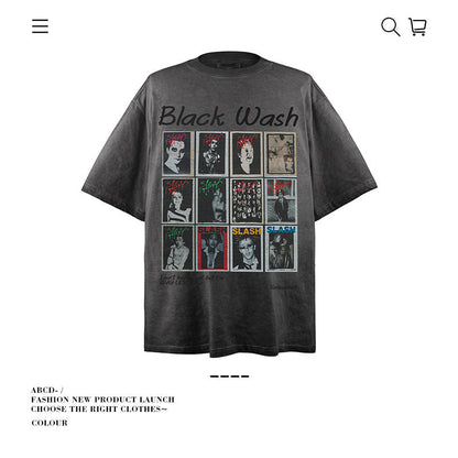 American vintage street T-shirt pure cotton retro men's and women's summer loose