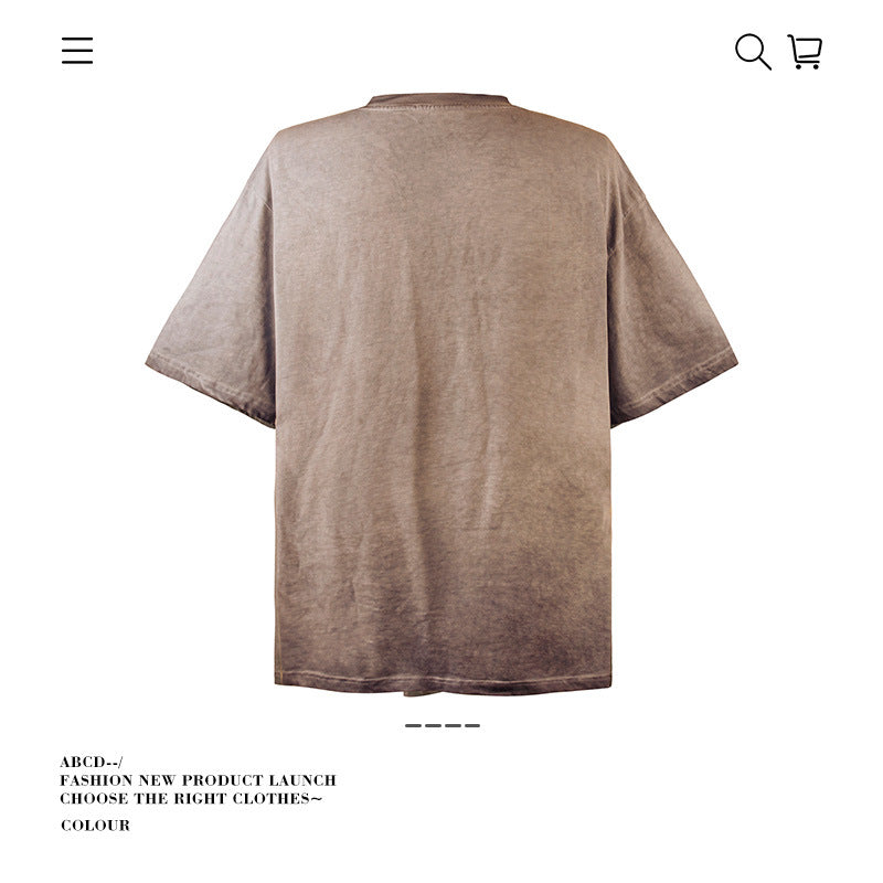 American vintage street T-shirt pure cotton retro men's and women's summer loose