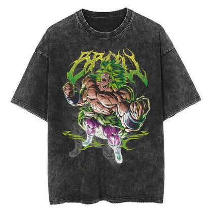 2024Men Tshirt Washed Black Vintage Japanese Anime Dragon (Prat 2)