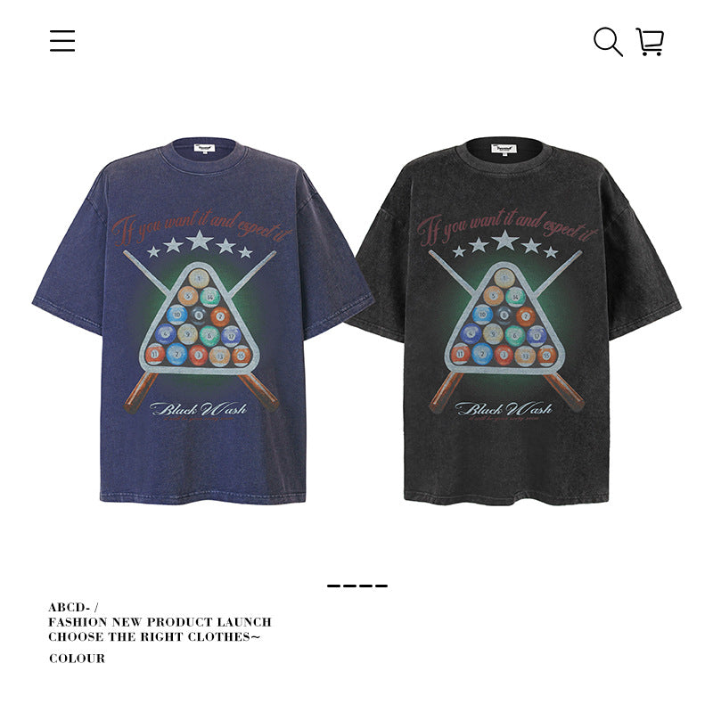 American vintage street T-shirt pure cotton retro men's and women's summer loose