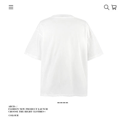 American vintage street T-shirt pure cotton men's and women's summer loose