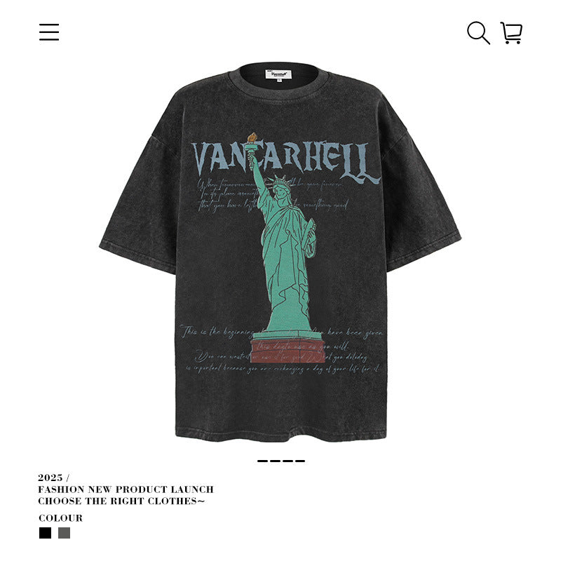 American vintage street T-shirt vintage cotton summer boys