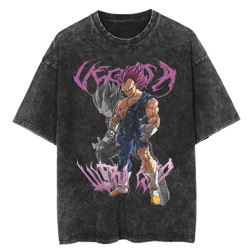 2024Men Tshirt Washed Black Vintage Japanese Anime Dragon (Prat 2)