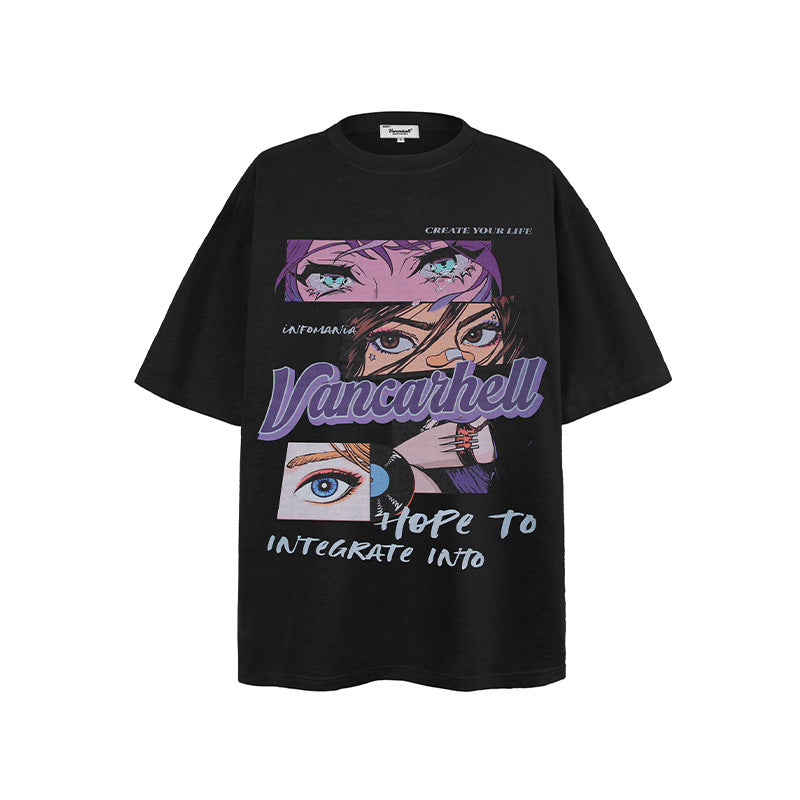 American vintage street T-shirt men's and women's summer loose