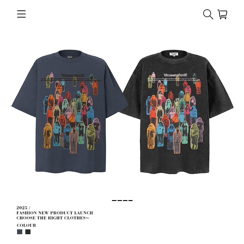 American vintage street T-shirt vintage cotton summer men and women