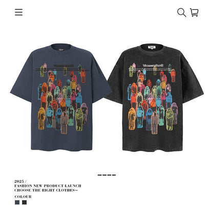 American vintage street T-shirt vintage cotton summer men and women