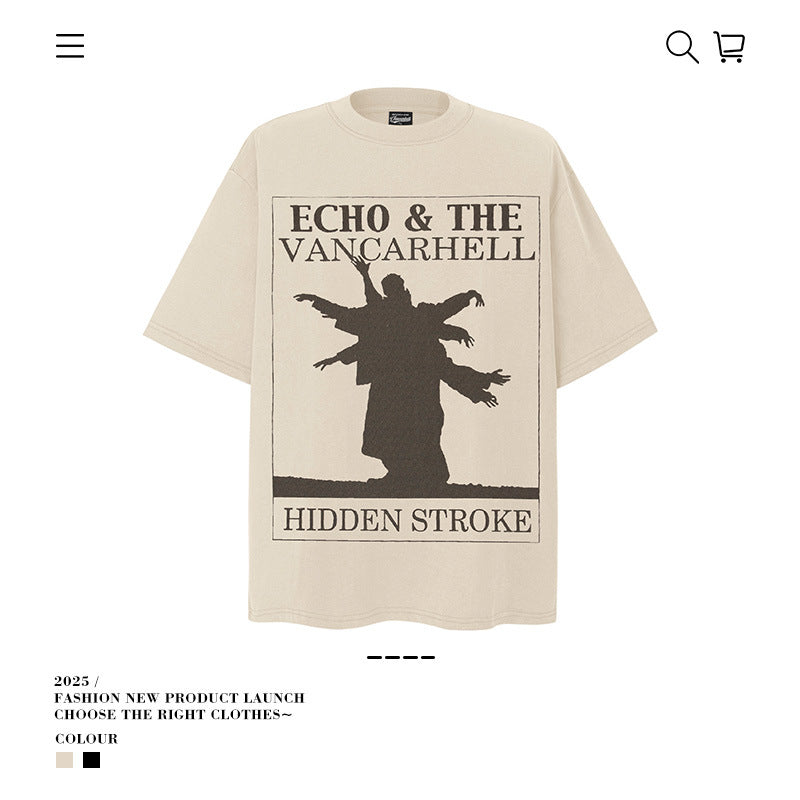 American vintage street T-shirt vintage cotton summer boys
