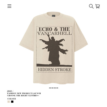 American vintage street T-shirt vintage cotton summer boys