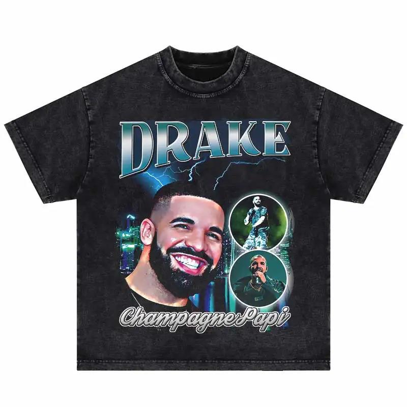 2024Summer Washed Short Sleeve Tshirts Men Hip Hop Portrait (Prat 2)