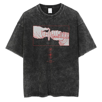 2024Men Vintage Black T Shirt Streetwear Harajuku Anime Print