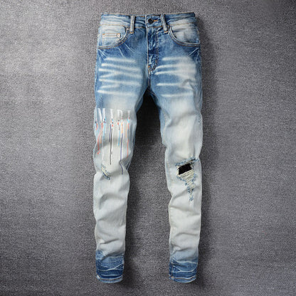 Amiri Jeans Casual Hip Hop Painted Slim Jeans Men #831