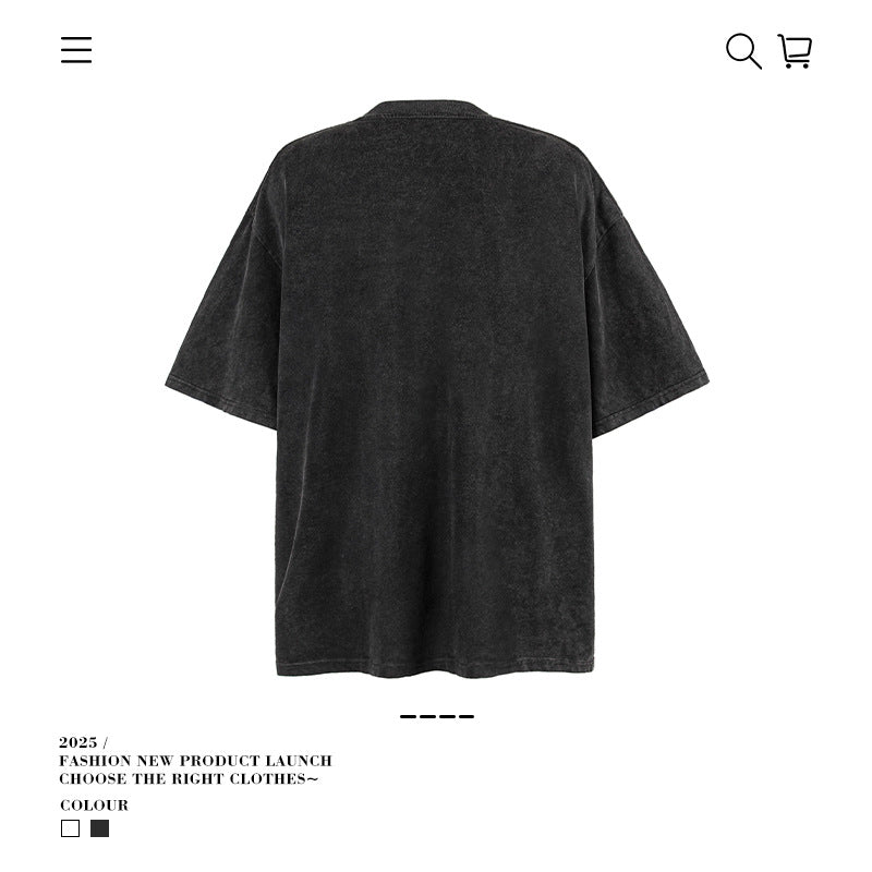 American vintage street T-shirt retro men's loose top