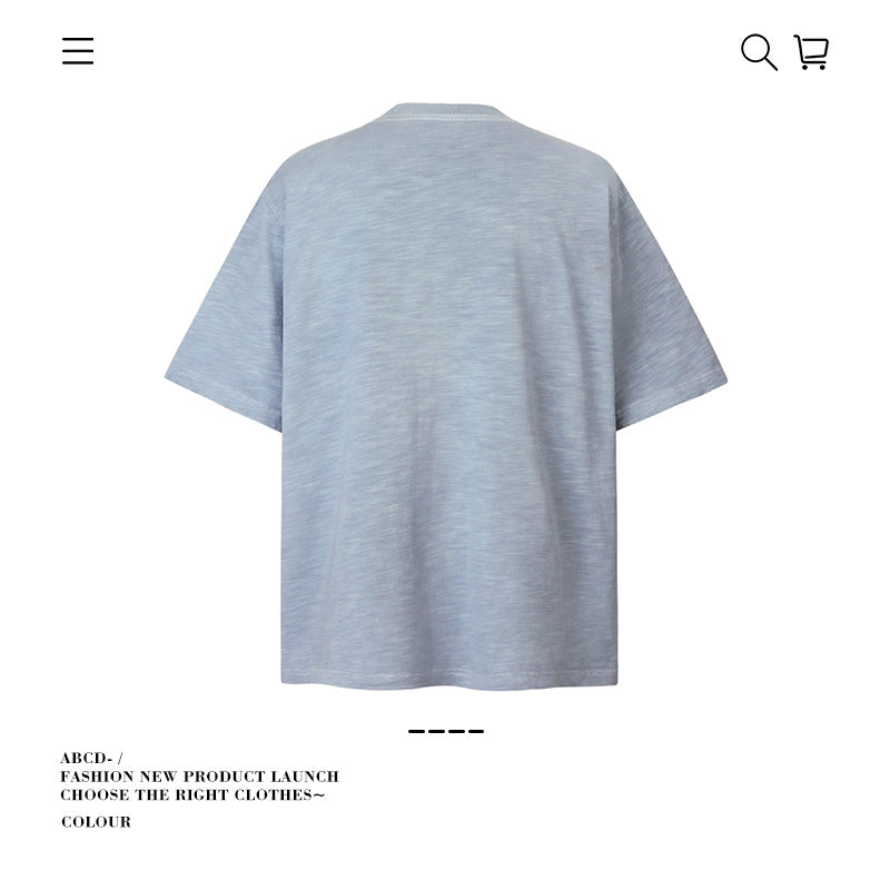 American vintage street T-shirt pure cotton men's and women's summer loose