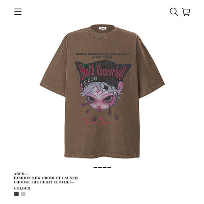 American vintage street T-shirt men's loose top