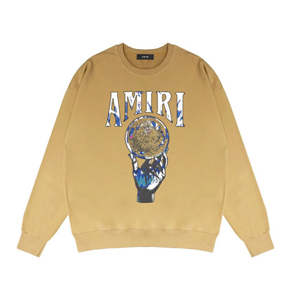 Amiri Long-Sleeve Shirt Personality Printed Crew Neck Sweatshirt