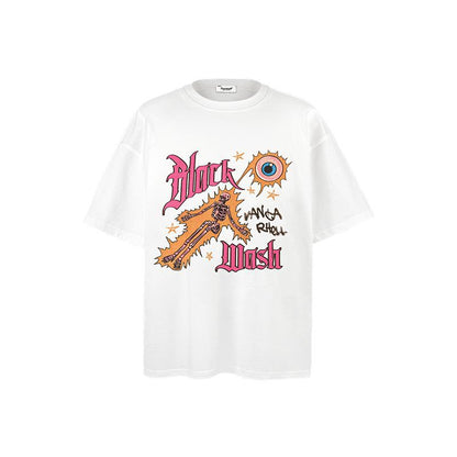 American vintage street T-shirt retro men's loose half-sleeved shirt