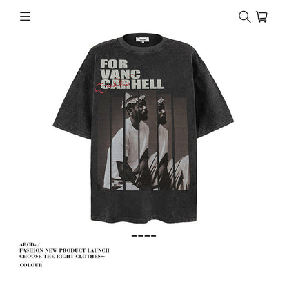 American vintage street T-shirt men's loose spring and summer half-sleeved shirt