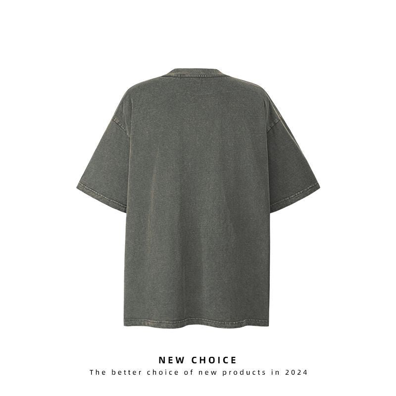 American vintage street T-shirt retro men's summer loose half-sleeved shirt