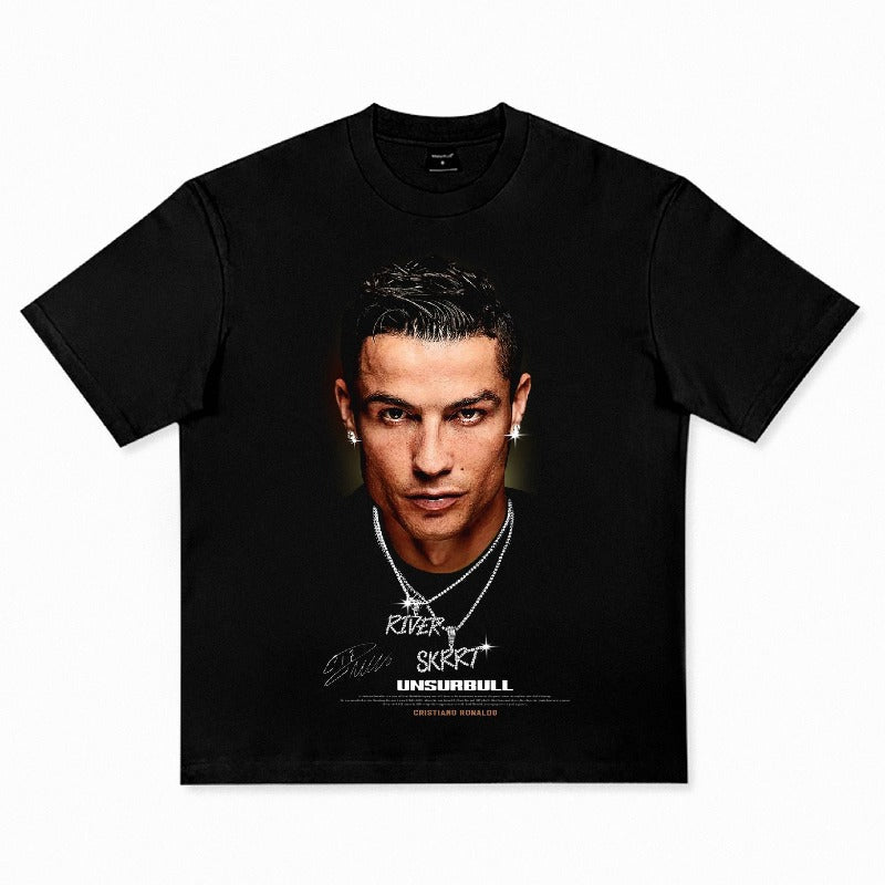American vintage cotton loose short sleeve cotton football