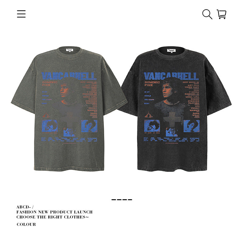 American vintage street T-shirt vintage men's and women's summer loose