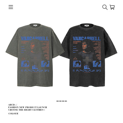 American vintage street T-shirt vintage men's and women's summer loose