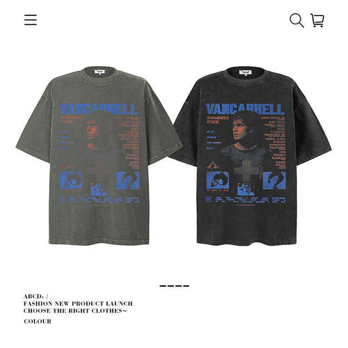 American vintage street T-shirt vintage men's and women's summer loose