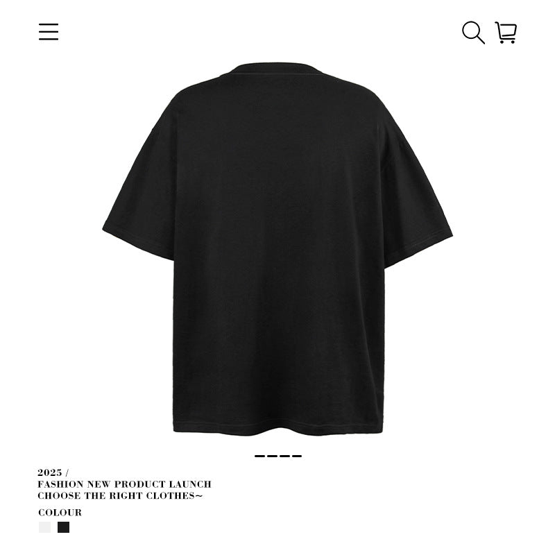 American vintage street T-shirt men's loose spring and summer half-sleeved shirt