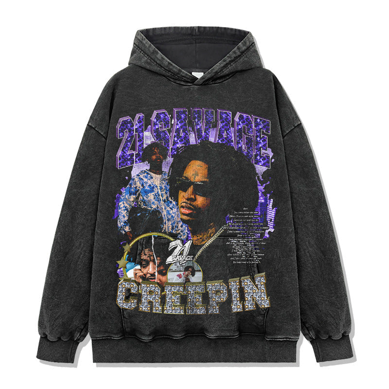 21 Savage Hoodie Loose Distressed Hoodie